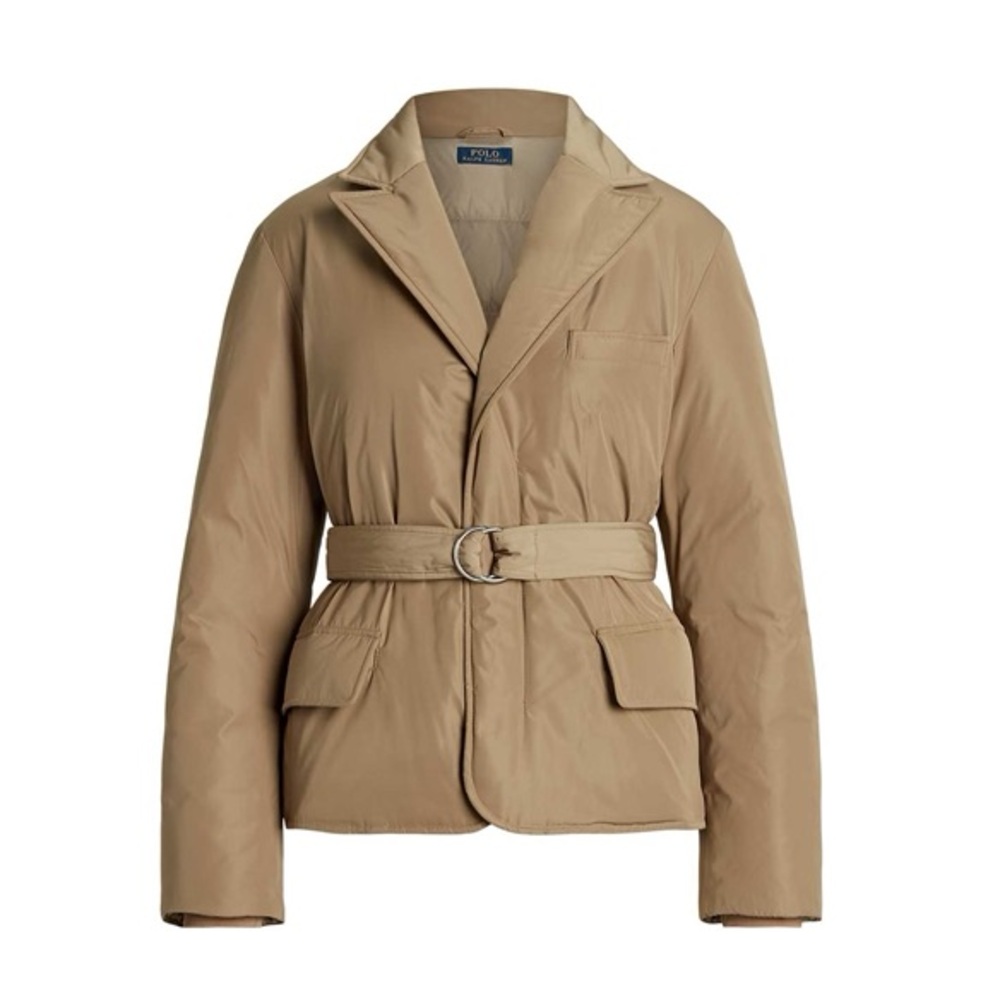 Polo Ralph Lauren Light Tan Belted Taffeta Down Jacket size M